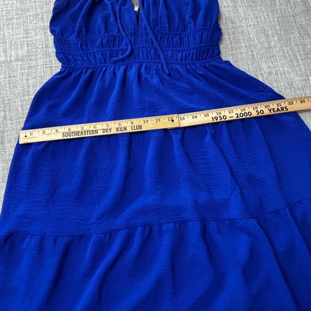 Royal Blue Maxi Sun Dress Beach Smocked sz Lhigh waisted Monteau Los Angeles NWT - Picture 5 of 8